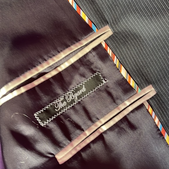 Paul Smith bluish suit, tiny stripes, characteristically colorful backing, 34x30 - Picture 4 of 8